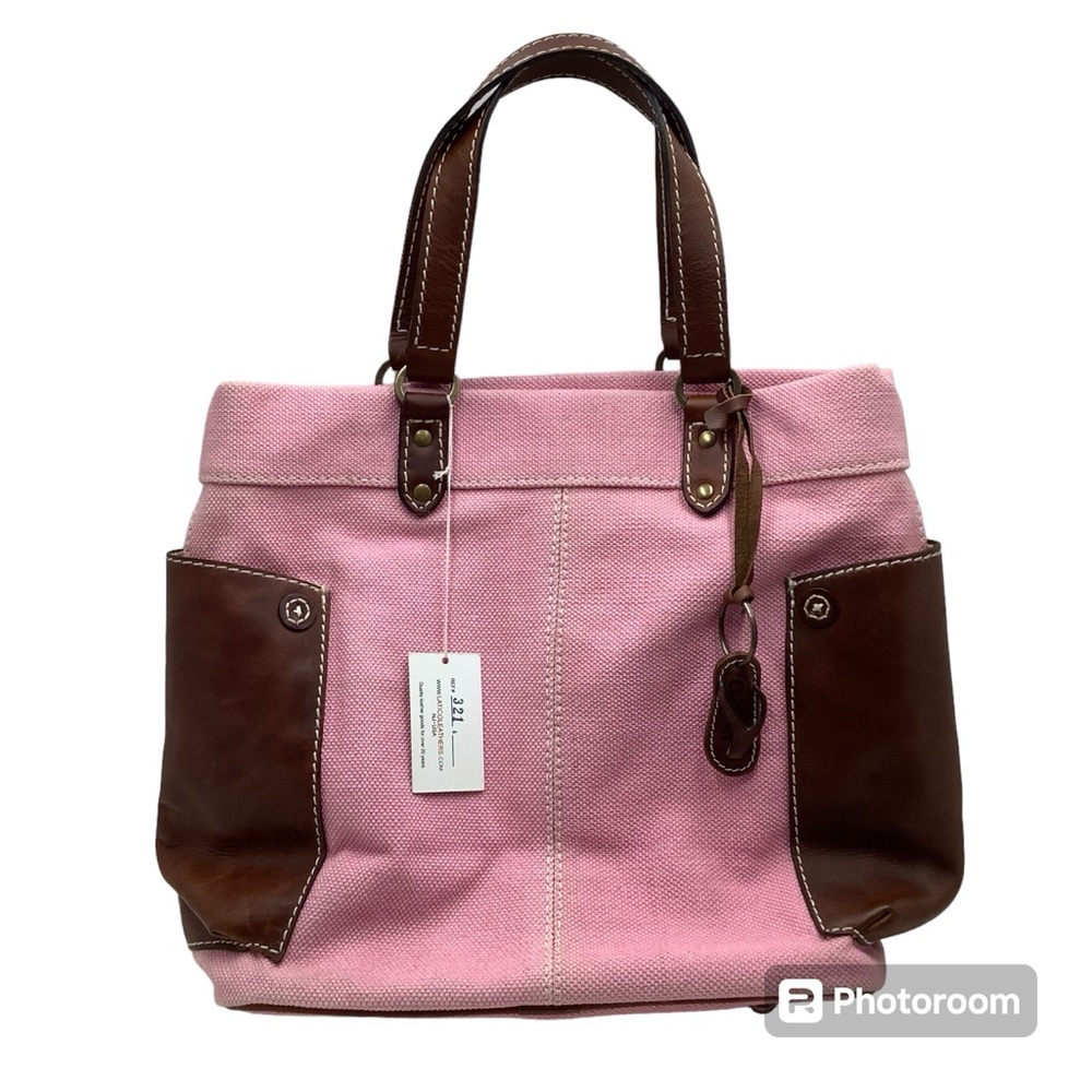 🆕{latico} Canvas Leather Trim Tote